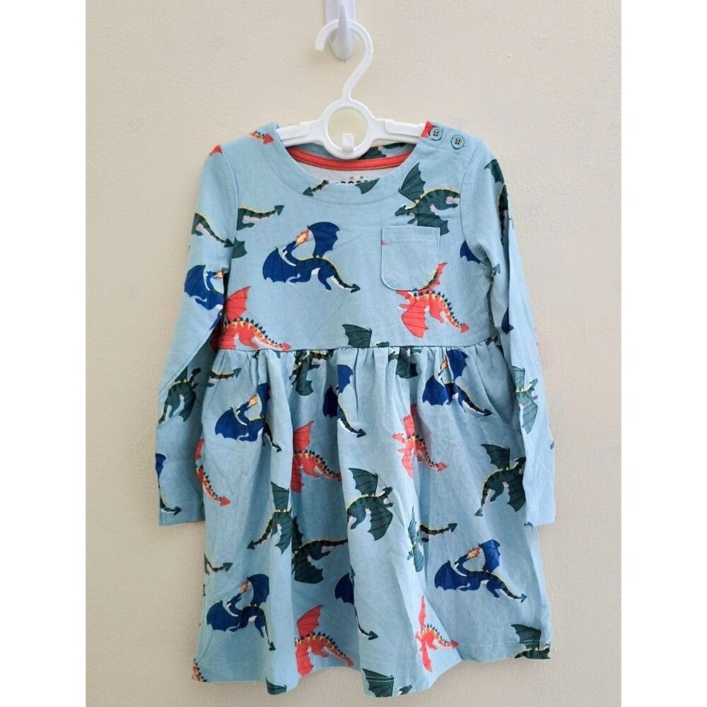 NWT/NWOT Mini Boden Dragon Long Sleeve Dress Sz 2/3-11/12